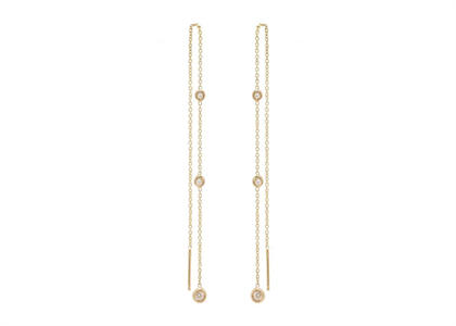 Bezel Fashion Threader Earrings with Gold Plating